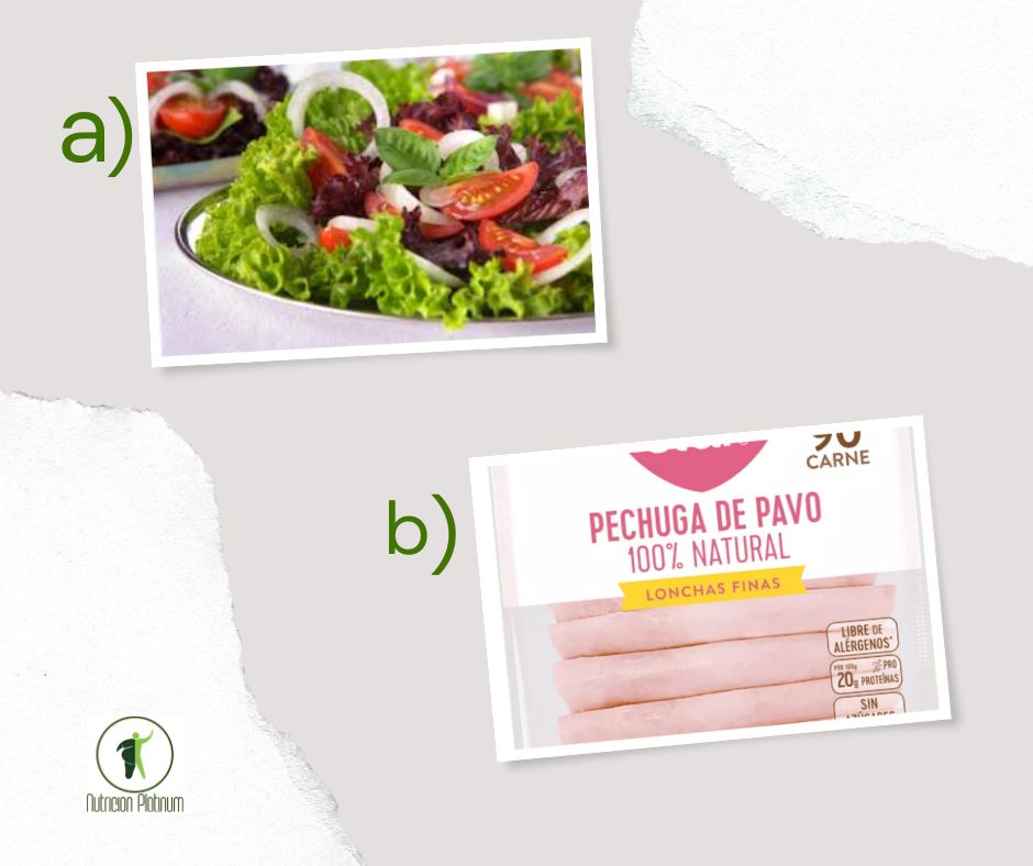 Ensalada de albahaca con pechuga de pavo.